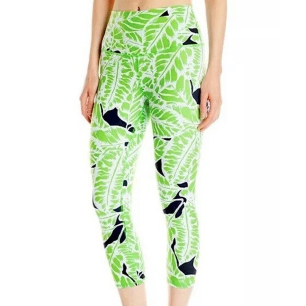 Alo Yoga Womens XXS High Waist Airbrush Capri Printed Green Leaf